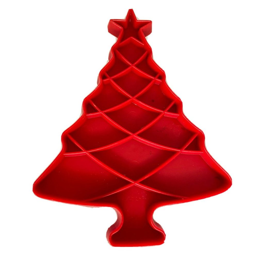 Tupperware Cookie Cutter VINTAGE Christmas Tree Red Plastic 4.75"